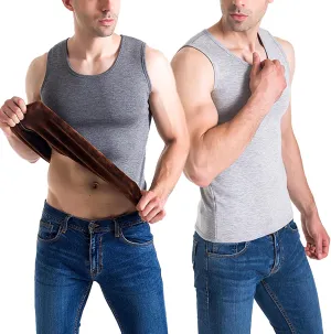 Flygo 2 Pack Thermal Tank Top Men Cotton Winter Warm Fleece Lined Underwear Sleeveless Vest Undershirt