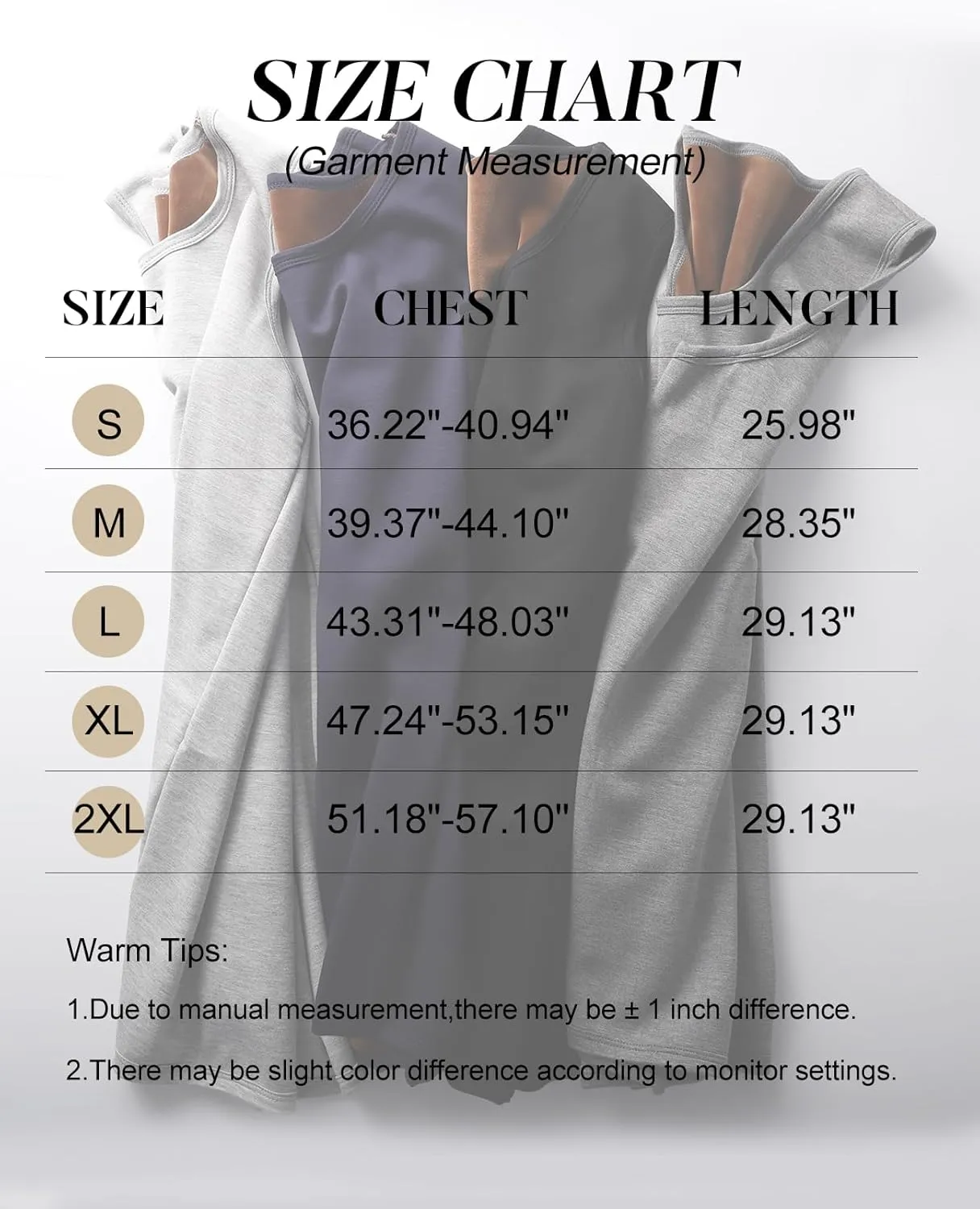 Flygo 2 Pack Thermal Tank Top Men Cotton Winter Warm Fleece Lined Underwear Sleeveless Vest Undershirt