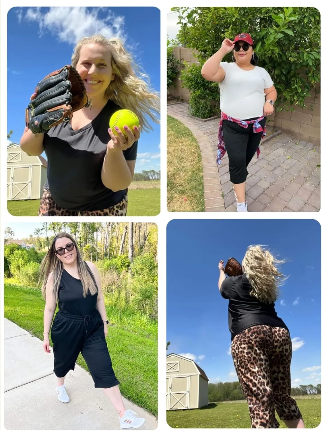 FOREYOND Plus Size Capri Pants for Women Loose Fit Yoga Pants with Pockets Workout Activewear Sweatpants