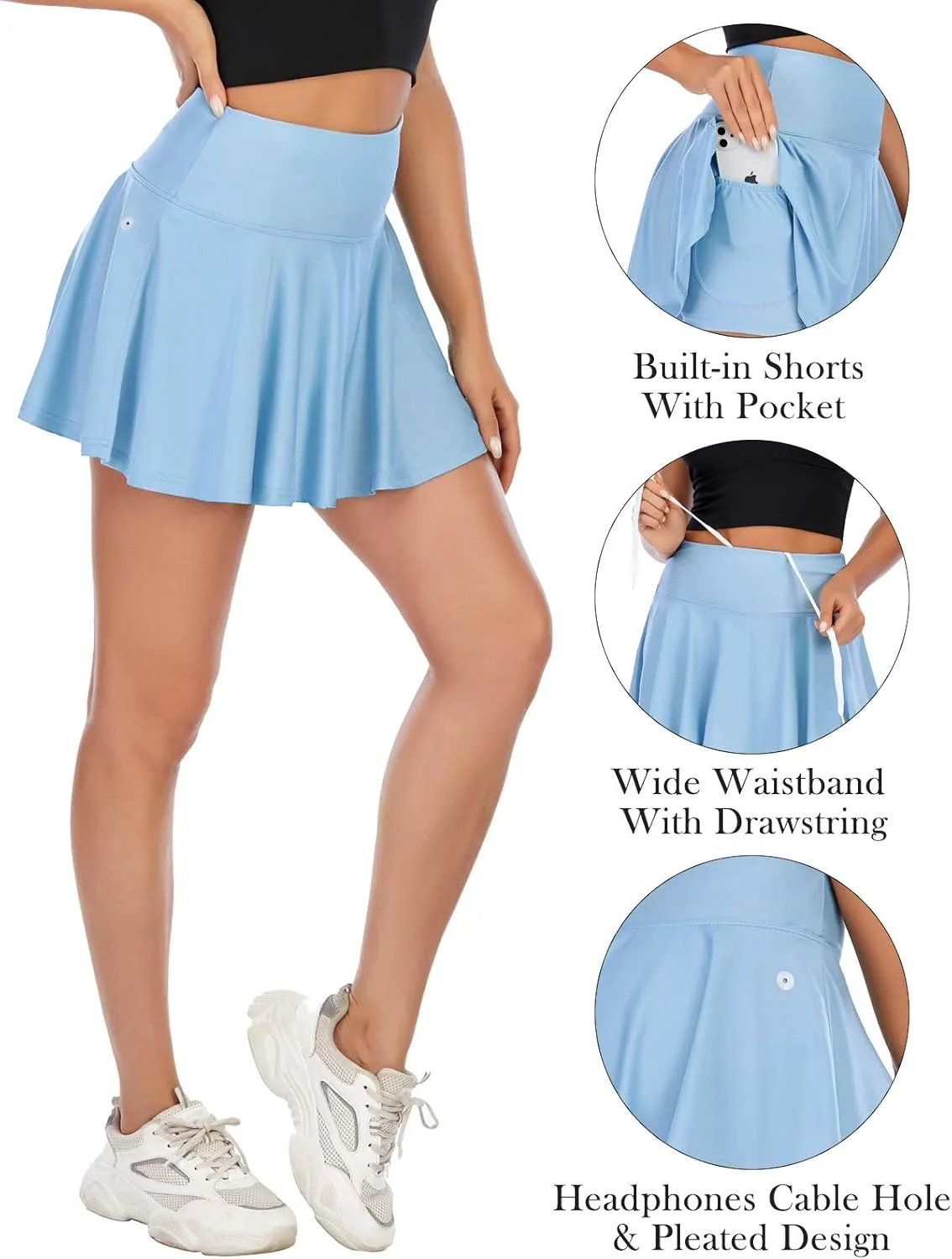 Gardenwed-Tennis-Skirts-for-Womens-Pleated Athletic Golf Skorts Activewear with Pockets High Waisted