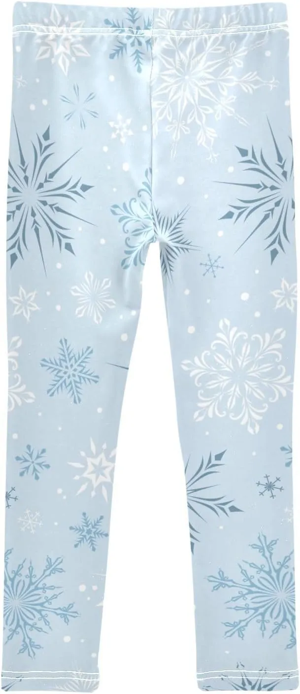 Girls' Leggings Girls Stretch Leggings Christmas Shiny Snowflakes Blue Children's Yoga Pants Clothes Kids Dance Tights Place
