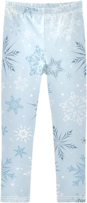 Girls' Leggings Girls Stretch Leggings Christmas Shiny Snowflakes Blue Children's Yoga Pants Clothes Kids Dance Tights Place