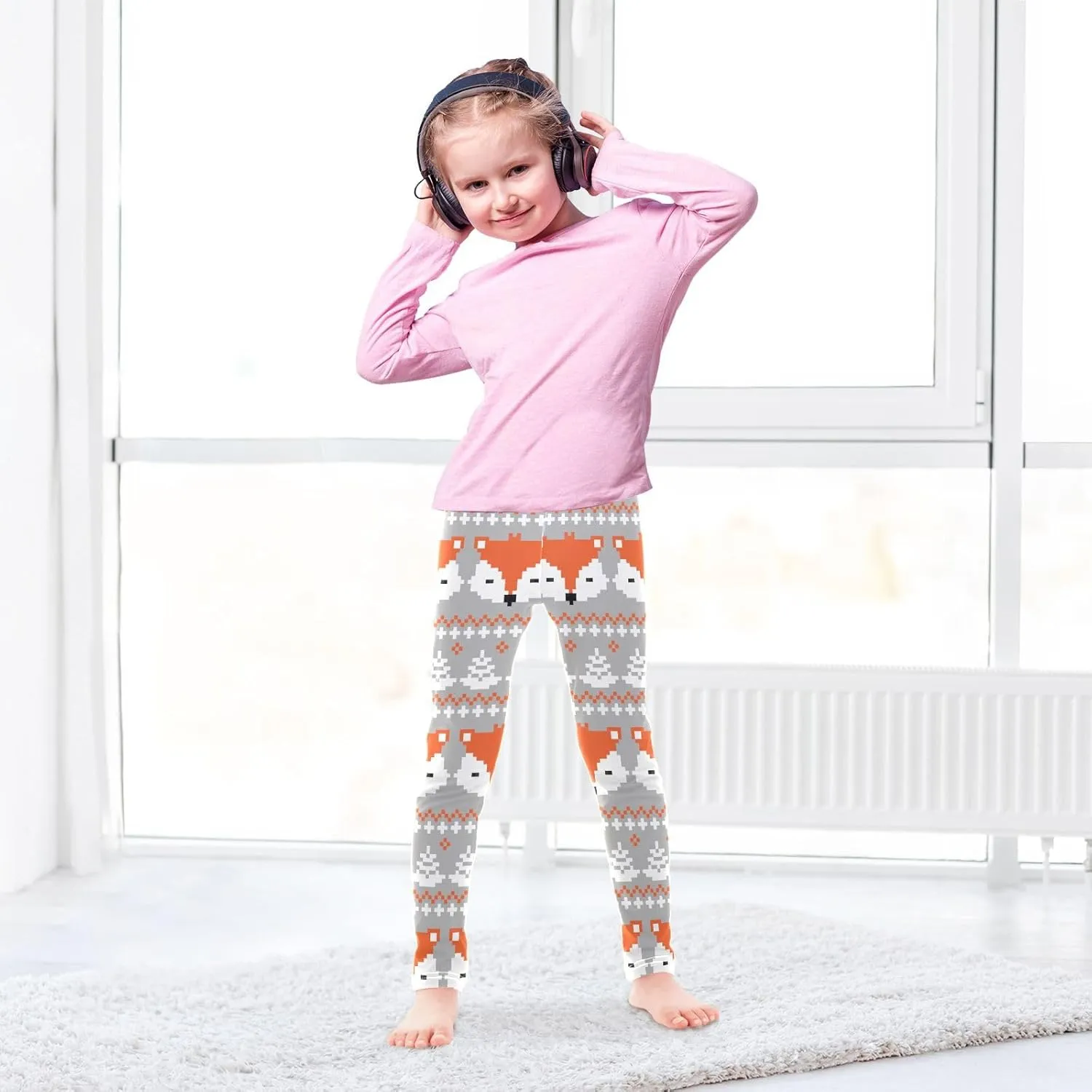 Girls' Leggings Girls Stretch Leggings Fox Childish Animal Cute Boho Children's Yoga Pants Clothes Kids Dance Tights Place