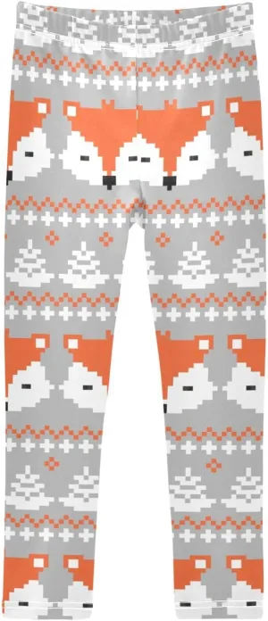 Girls' Leggings Girls Stretch Leggings Fox Childish Animal Cute Boho Children's Yoga Pants Clothes Kids Dance Tights Place