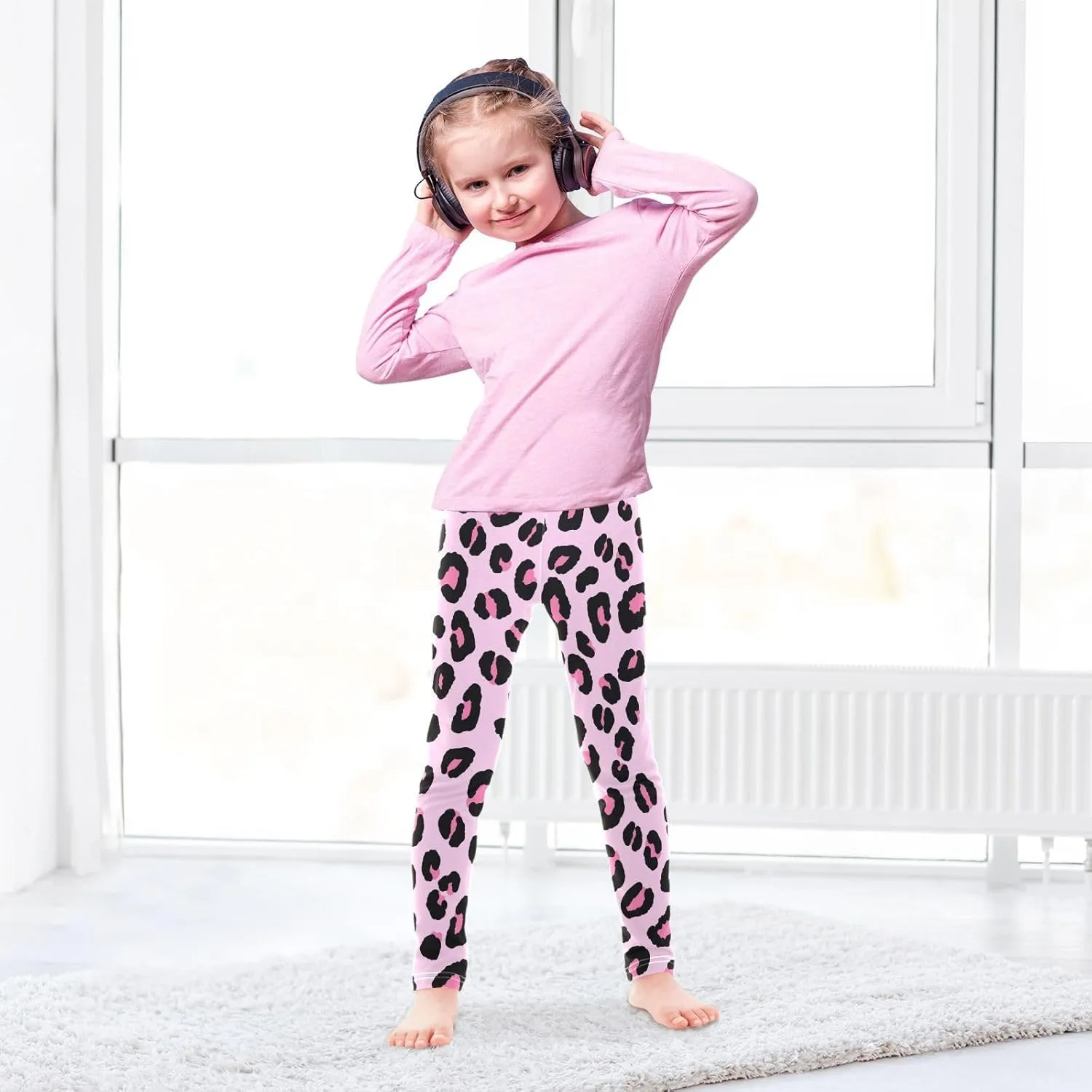 Girls' Leggings Girls Stretch Leggings Leopard Print Cheetah Pink Children's Yoga Pants Clothes Kids Dance Tights Place
