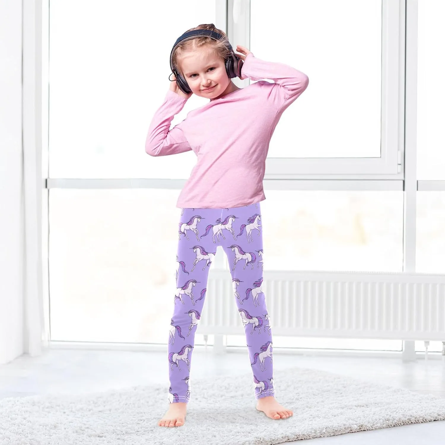 Girls' Leggings Girls Stretch Leggings Purple Unicorn Children's Yoga Pants Clothes Kids Dance Tights Place