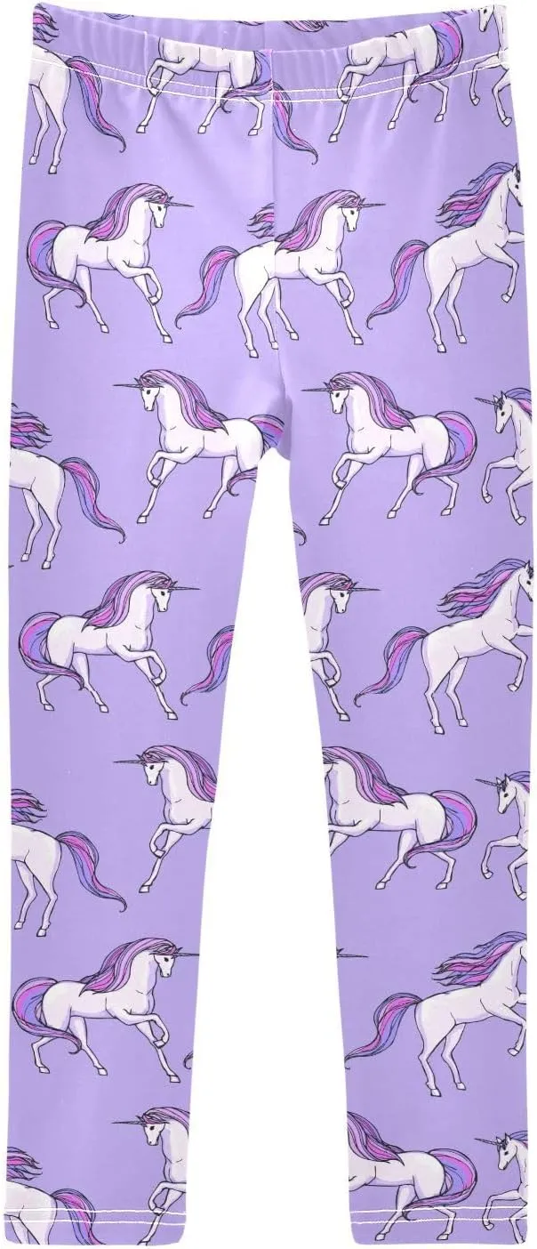 Girls' Leggings Girls Stretch Leggings Purple Unicorn Children's Yoga Pants Clothes Kids Dance Tights Place
