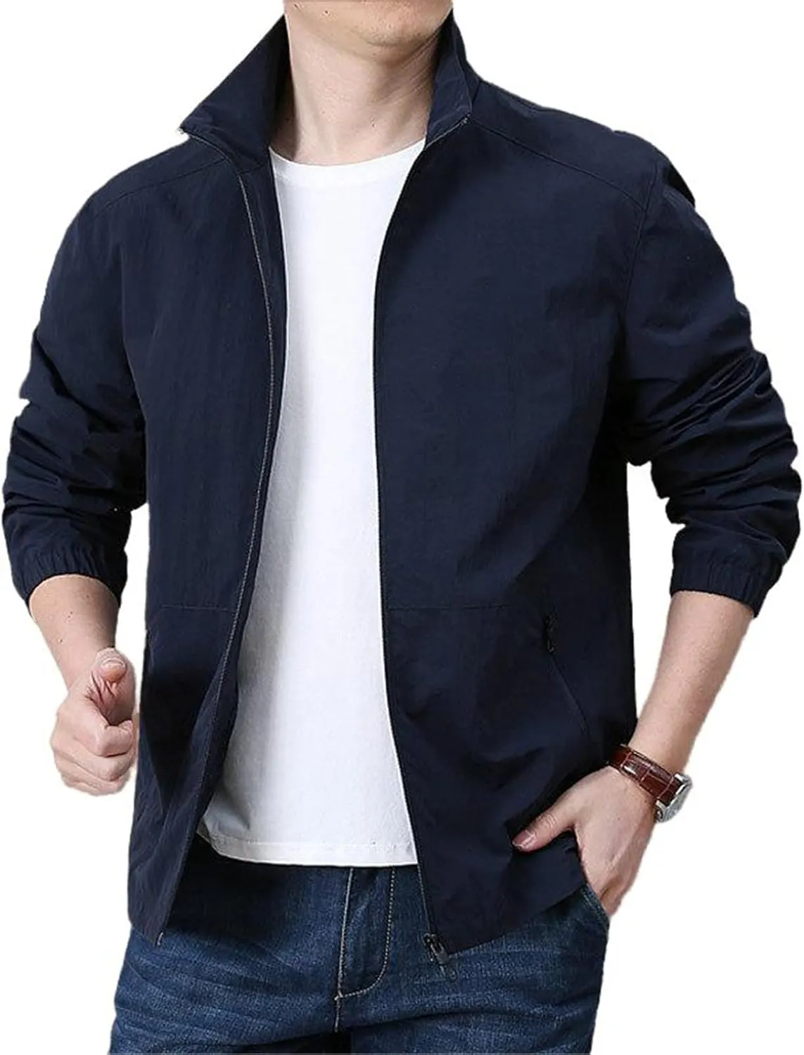 GUOYUXIAO Men's Trucker Jacket, Regular Fit, Spring Fall, Cotton