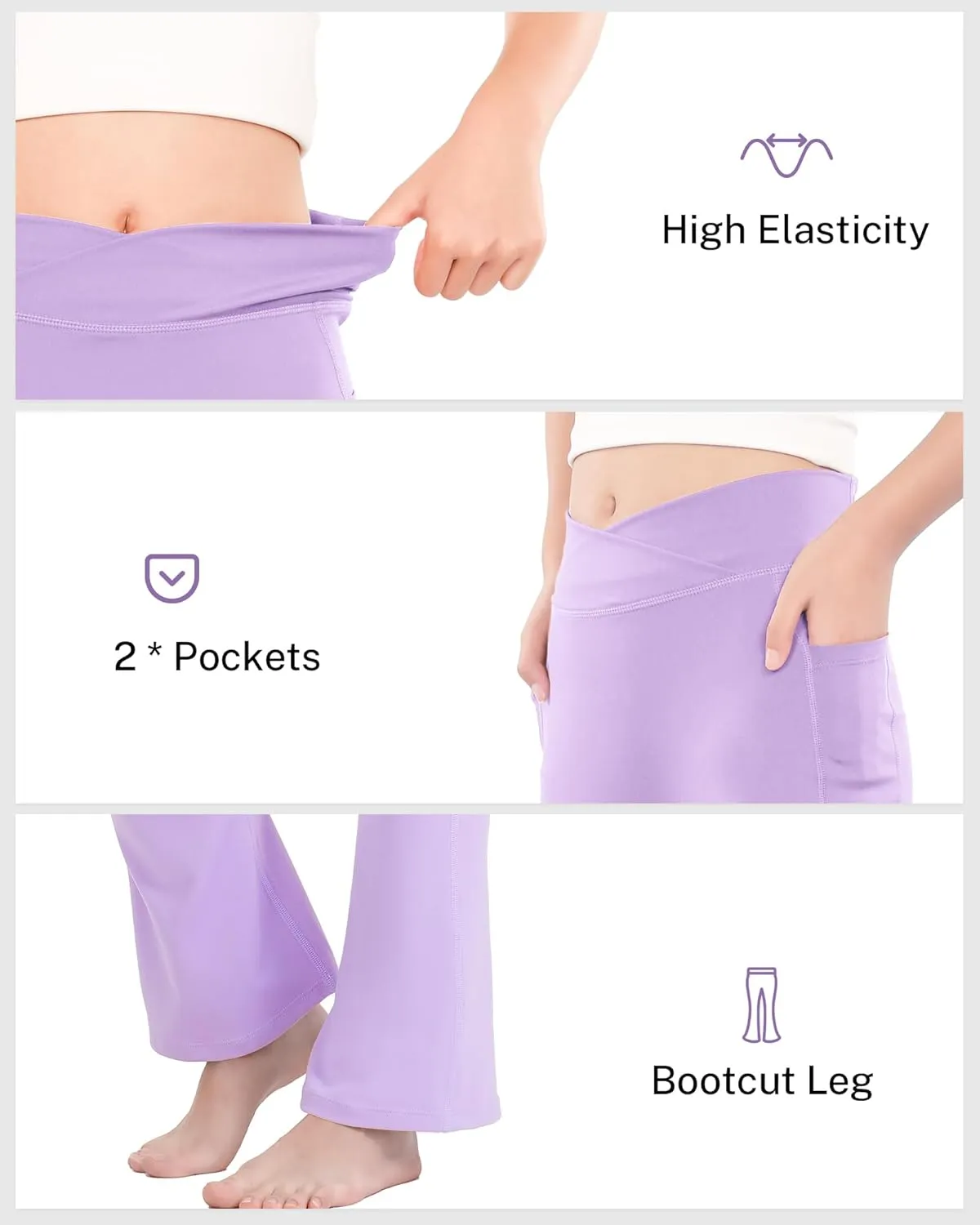 HASMES Girls Flare Leggings with Pockets Kids Bell Bottom High Waisted Flare Yoga Pants for Dance Activewear