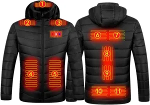 Heated Jacket for Men Multi Heated Zones Women 2024 Winter Outdoor Soft Shell Electric Heating Hooded Windproof Coat