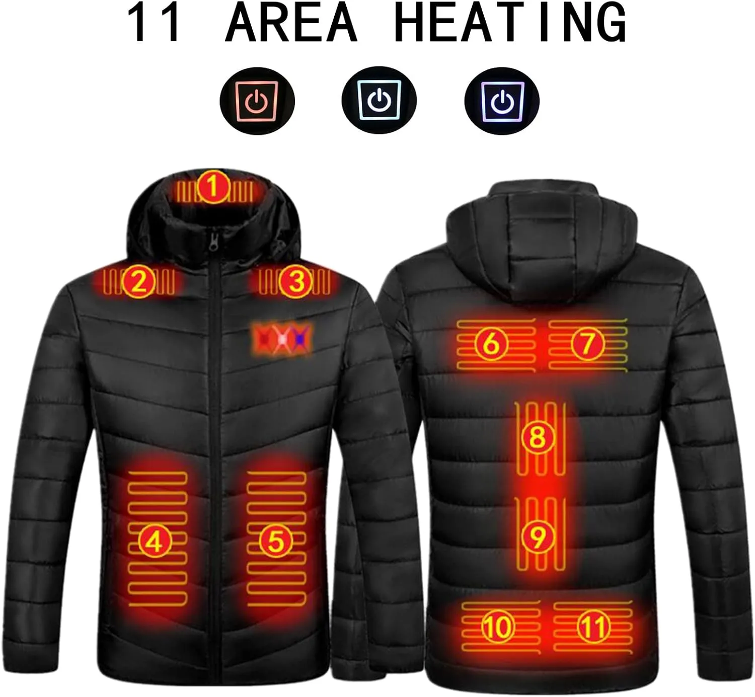 Heated Jacket for Men Multi Heated Zones Women 2024 Winter Outdoor Soft Shell Electric Heating Hooded Windproof Coat