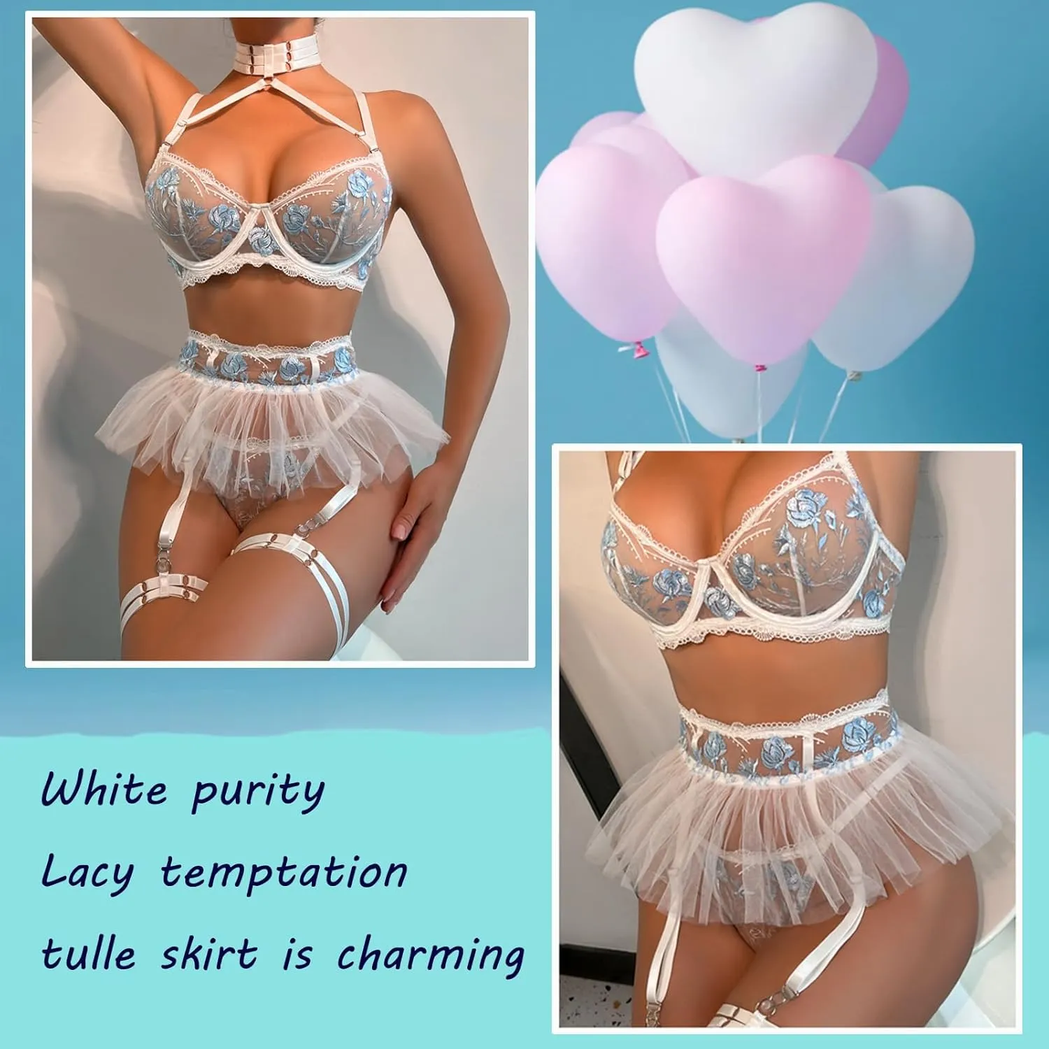 HHX Women's Lace Bodysuits Sexy Lingerie Teddy Babydolls Underwire Fishnet Garter