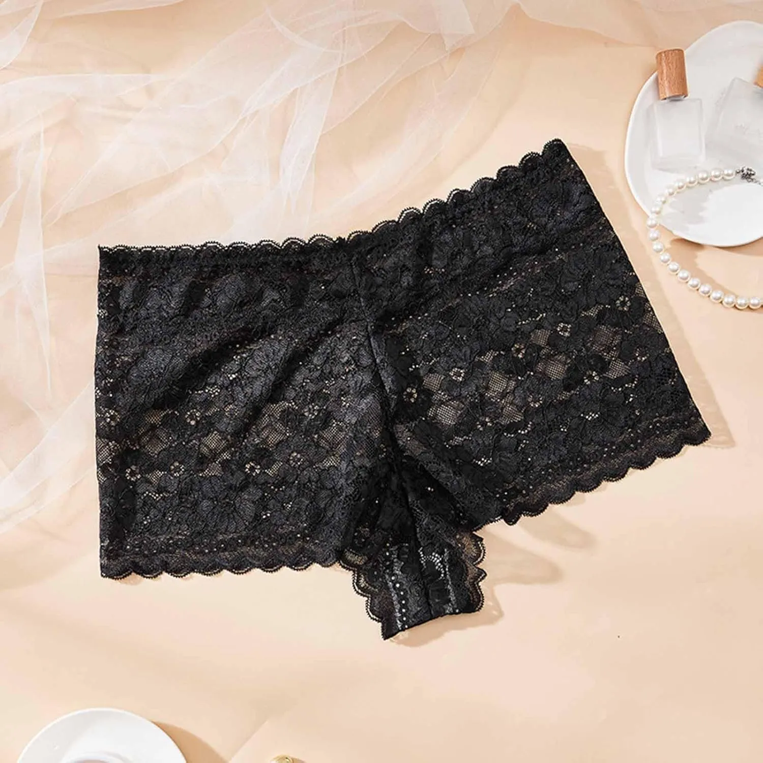 High Waist Lace Panties for Women Sexy Boyshorts Underwear Comfy Lightweight Boxer Briefs Plus Size Breathable Panty