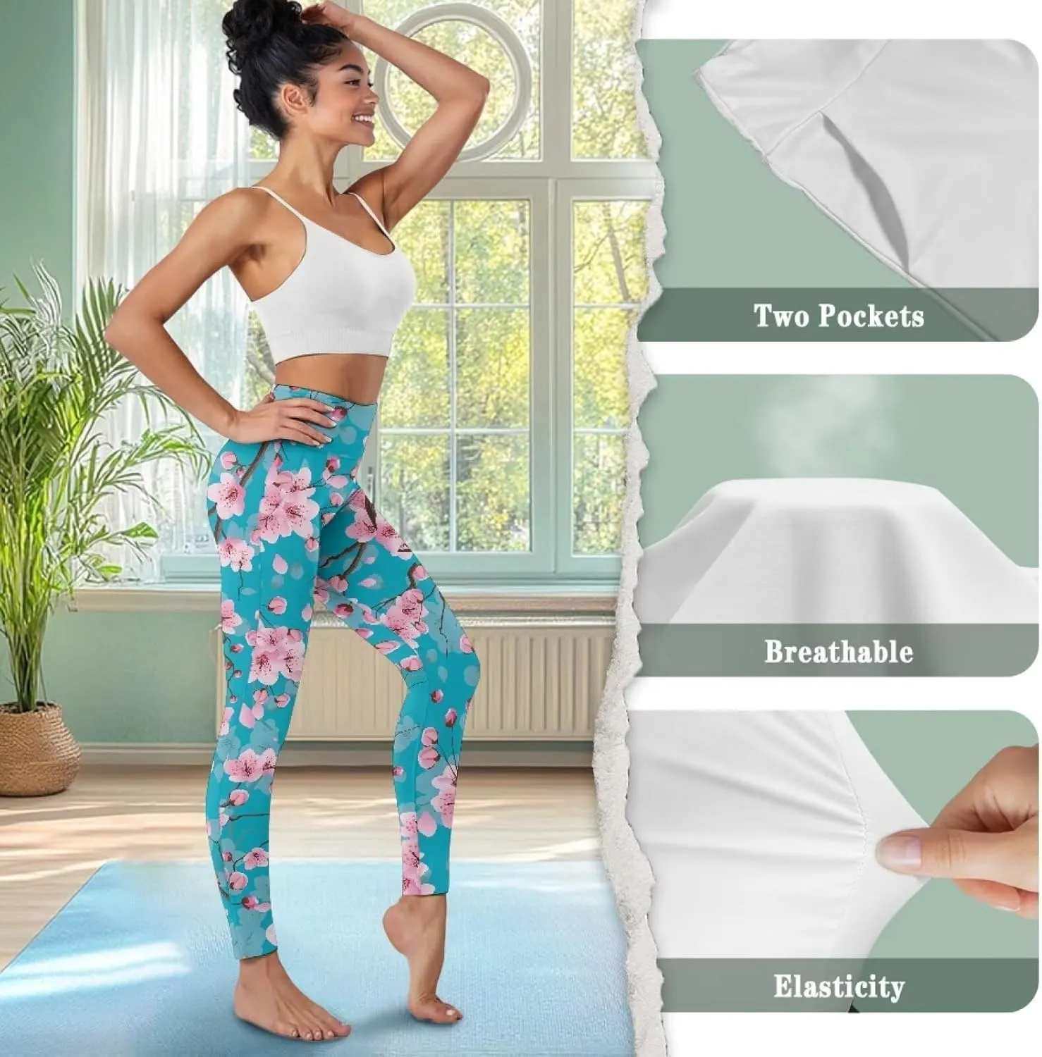 High Waisted Leggings for Women with Pockets - Soft Pants Compression Tummy Control Workout Athletic Yoga Pants