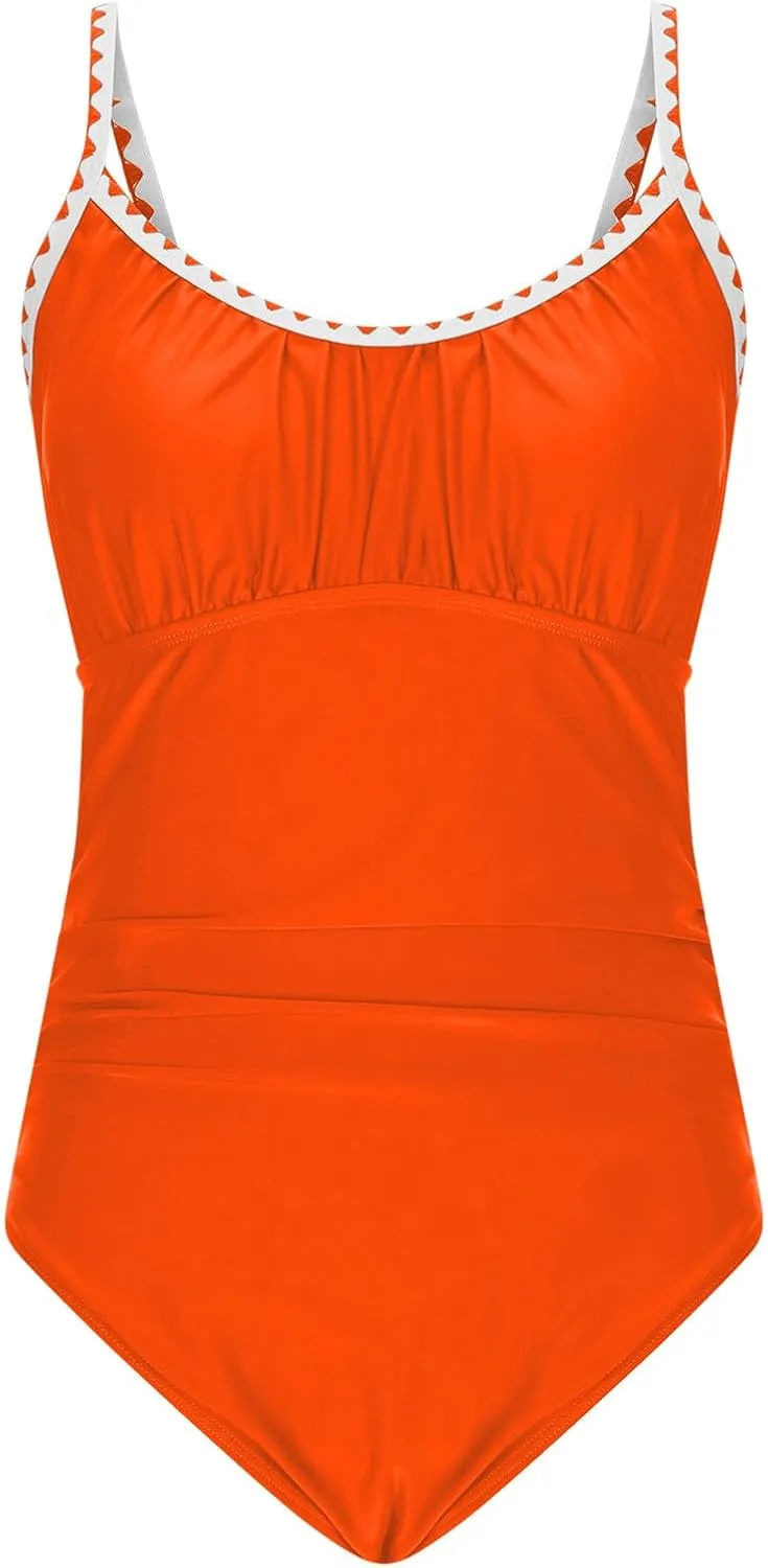hlysgo Swimming Suits for Women One Piece Swimsuit Tummy Control Modest Bathing Suits 2025 Trendy Spaghetti Straps Swimwear