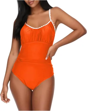 hlysgo Swimming Suits for Women One Piece Swimsuit Tummy Control Modest Bathing Suits 2025 Trendy Spaghetti Straps Swimwear