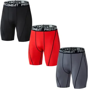HNVAVQ Men's Compression Shorts Cool Dry Sports Tights Base Layer Underwear Running Shorts 3 Pack