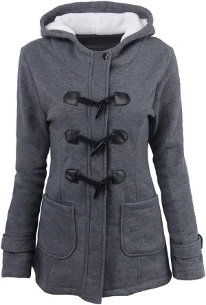 Hooded Horn Fleece Jacket for Women Classic Fashion Thicken Padded Coat Winter Warm Sherpa Lined Parkas Outerwear
