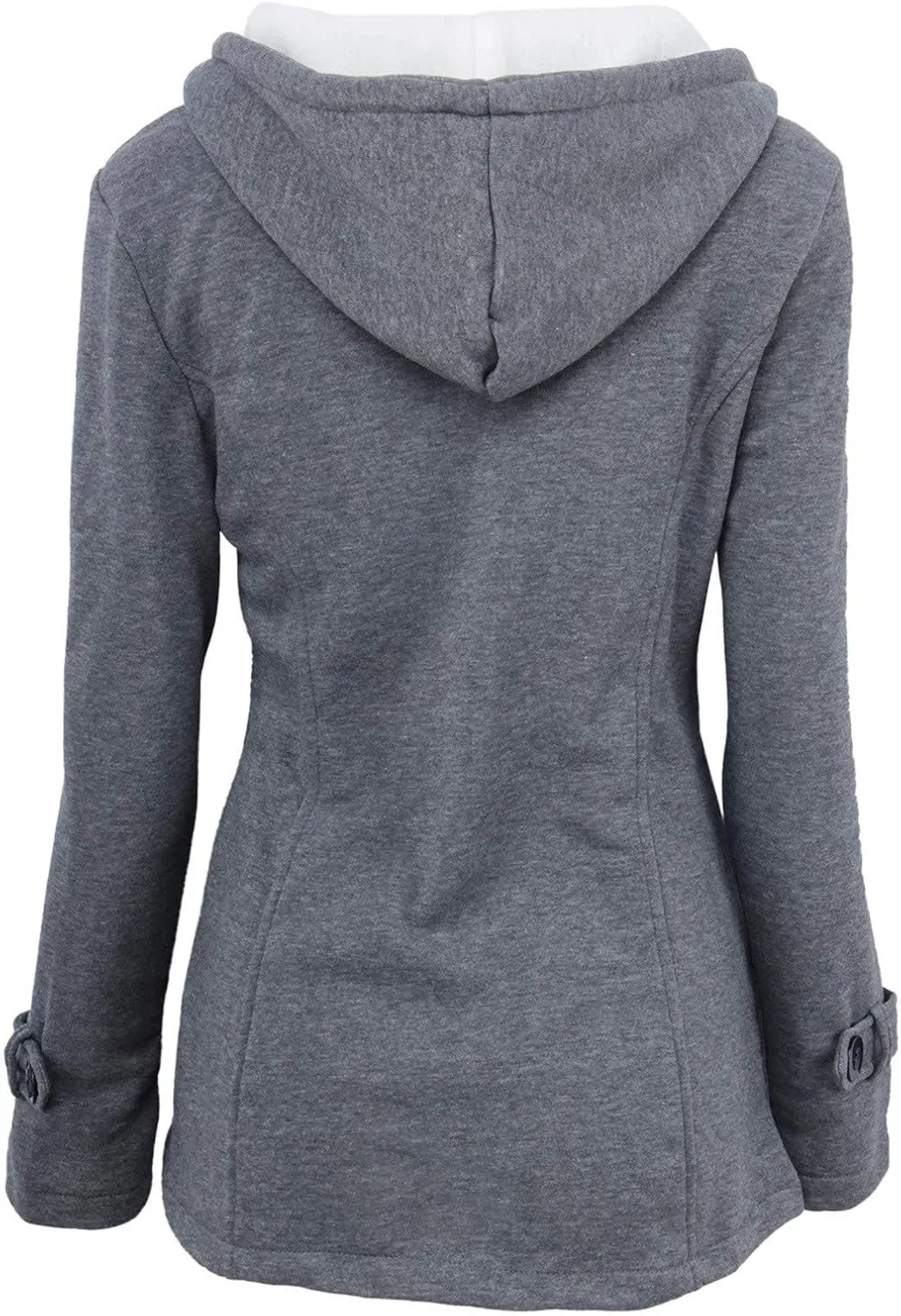 Hooded Horn Fleece Jacket for Women Classic Fashion Thicken Padded Coat Winter Warm Sherpa Lined Parkas Outerwear