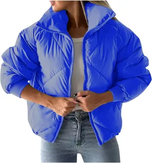 Hoodies for Women Fleece Lined Full Zip Puffer Jacket Lightweight Winter Coats Plus Size Versatile Going Out Parka