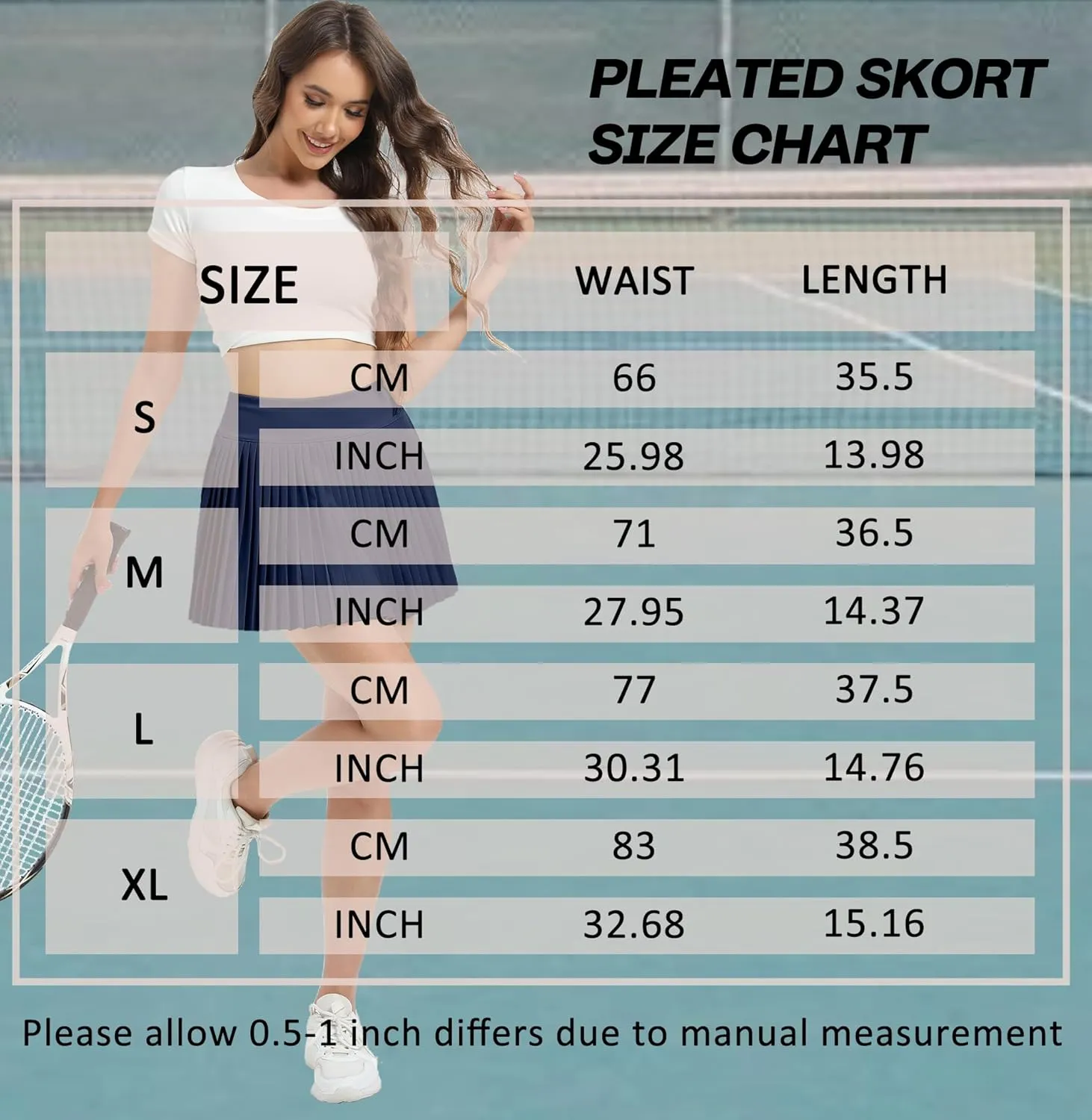 Jhsnjnr Womens Pleated Tennis Skirt Skorts Summer Golf Skirts with Shorts Pockets Workout Pleated Athletic Skort