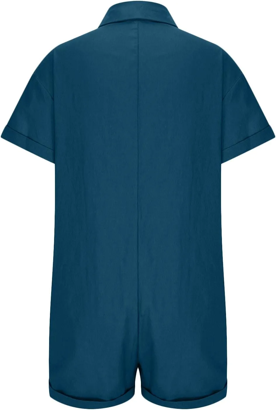 JOAU Women's Lapel Collar Button Down Cotton Linen Short Sleeve Jumpsuits Summer Casual Loose Shorts Rompers with Pockets