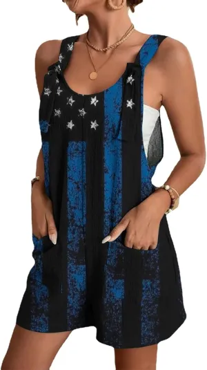 Jumpsuit for Women Linen Short Overalls Summer Beach Sleeveless Jumpers Loose Adjustable Rompers Jumpsuits