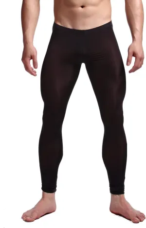 K-Men Men Ice Silk Underwear Low Rise Slim Legging Tight Pant Mesh Long Trousers