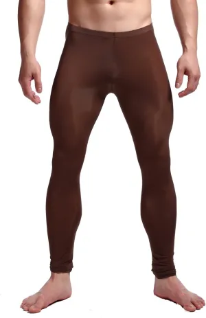 K-Men Men Ice Silk Underwear Low Rise Slim Legging Tight Pant Mesh Long Trousers