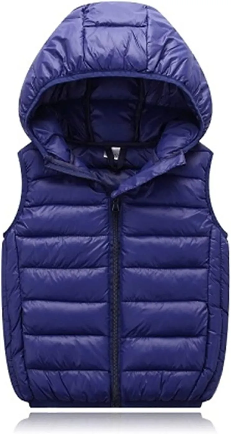 Kids Toddler Baby Boy Girl Vest Outwear Sleeveless Warm Hooded Jacket Waistcoat Warm Clothes