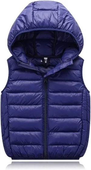 Kids Toddler Baby Boy Girl Vest Outwear Sleeveless Warm Hooded Jacket Waistcoat Warm Clothes