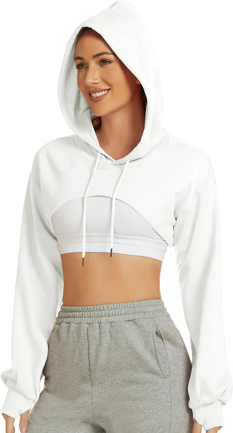 Kissonic Women's Long Sleeve Super Crop Top Hoodies Athletic Cropped Pullover Casual Sweatshirts