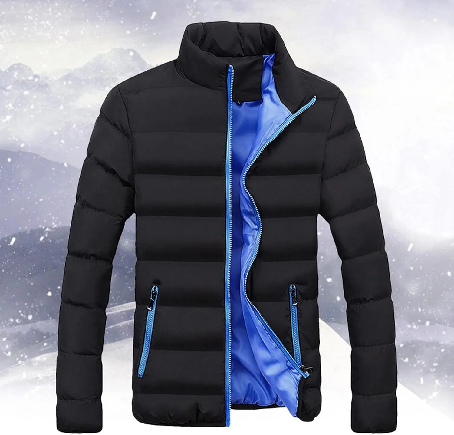 LCMTWX Coats for Men and Winter Jacket Coat Leisure Plus Size Hat Zip Pocket Cotton-Padded Warm Men's Thicken Warm Winter