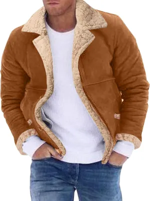 LCMTWX Jackets for Men Winter Outerwear Single-breasted Solid Color Lapel Long Sleeve Coat Cardigan Plush Long Coat Mens