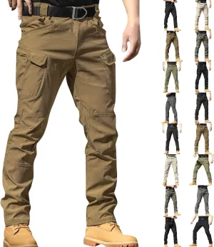Lightweight Work Pants for Men Baggy Ripstop Waterproof Stretch Tactical Pants Casual Straight Leg Cargo Pants Outdoor Multi Pockets Fishing Travel Hiking Pants Motorcycle Pants Construction Pants