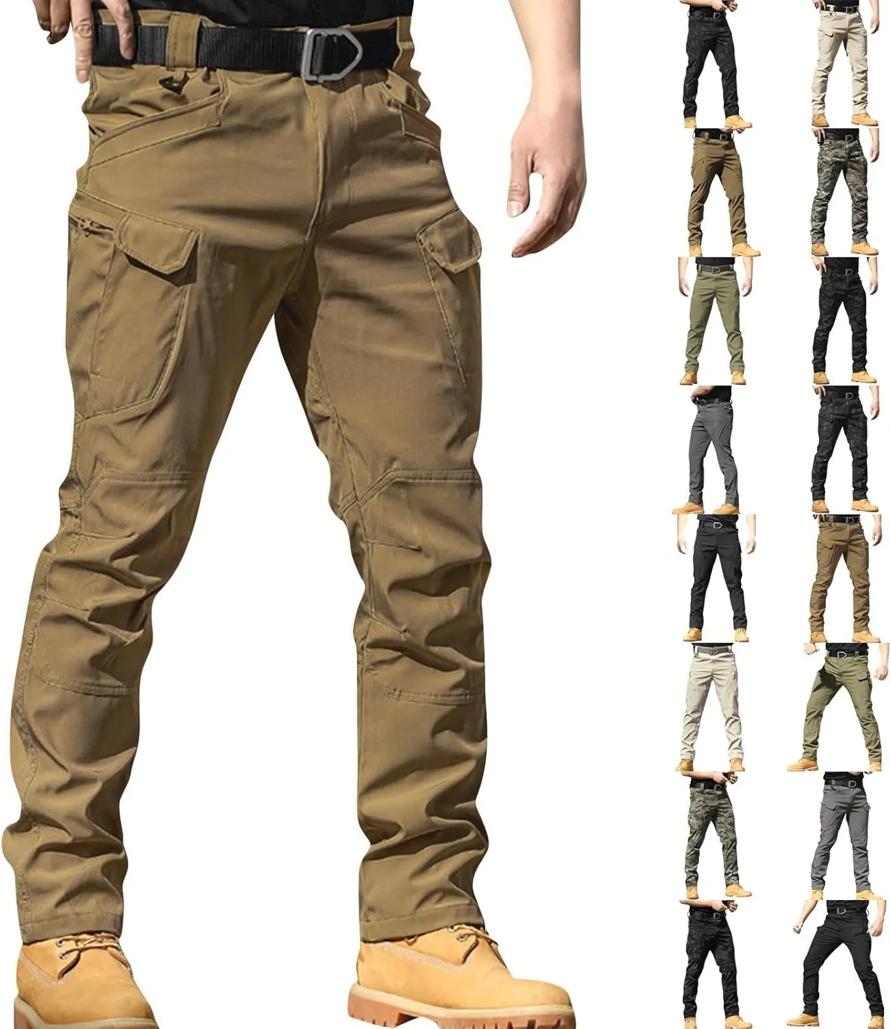 Lightweight Work Pants for Men Baggy Ripstop Waterproof Stretch Tactical Pants Casual Straight Leg Cargo Pants Outdoor Multi Pockets Fishing Travel Hiking Pants Motorcycle Pants Construction Pants