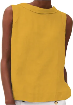 Linen Tank Tops for Women Sleeveless Casual Crew Neck Blouse Fashion Solid Color Loose T-Shirts Summer Clothes