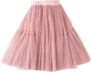 Little Child Girls Long Skirt Girls Tiered Ruffle Maxi Skirts Girls Soft Fluffy Skirt Toddler Girls Ball Gown