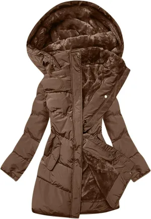 Long Coats for Women Button Down Fleece Lined Puffer Jackets Thicken Warm Fur Hooded Solid Parka Outerwear with Pockets