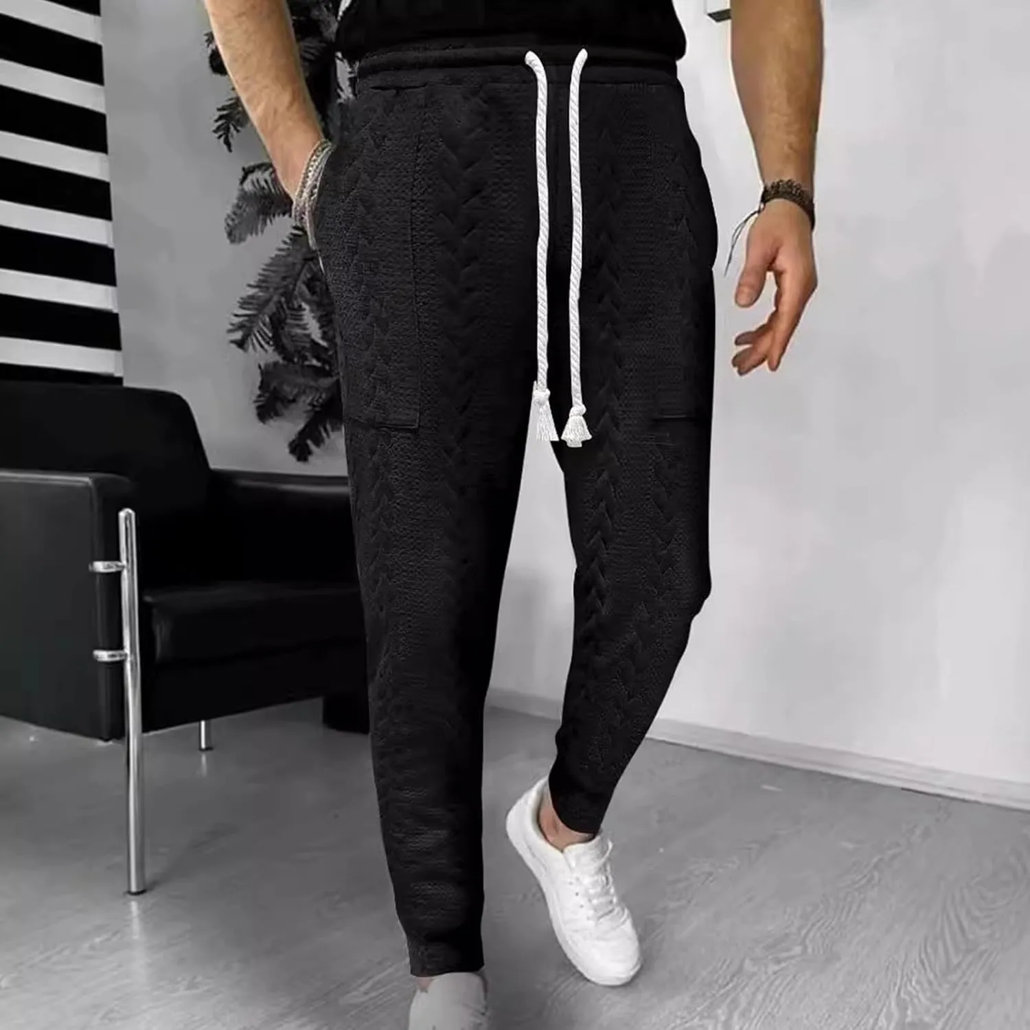 Loose Elastic Waist Sweatpants Men Casual Fashion Pants Athletic Comfy Pants Fall Solid Color Pants Travel Pants