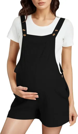 Maternity Jumpsuit for Pregnancy,Casual Short Pants Rompers Maternity Overalls One Piece Outfits with Pocket