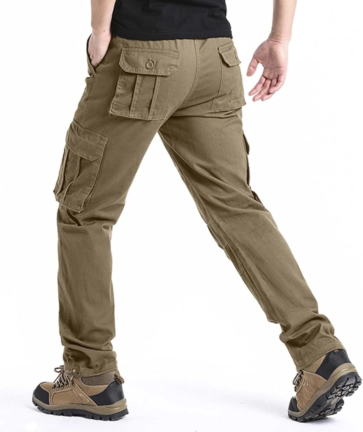 Men Casual Fashion Multi Pocket Zipper Buckle Male Cargo Pants Outdoor Pants Tooling Pants Mens Cargo Pants