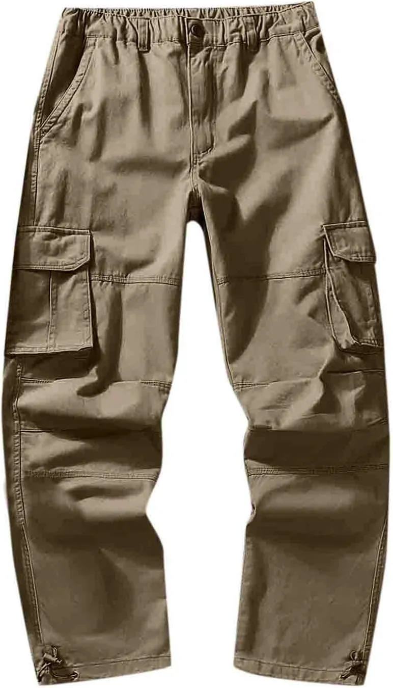 Men Casual Fashion Multi Pocket Zipper Buckle Male Cargo Pants Outdoor Pants Tooling Pants Mens Cargo Pants