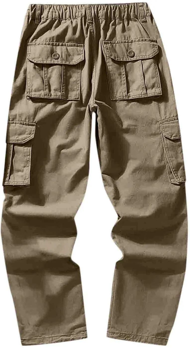 Men Casual Fashion Multi Pocket Zipper Buckle Male Cargo Pants Outdoor Pants Tooling Pants Mens Cargo Pants