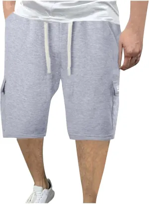 Men Elastic Waist Athletic Shorts with Drawstring Sports Gym Running Pants Quick Dry Workout Summer Activewear
