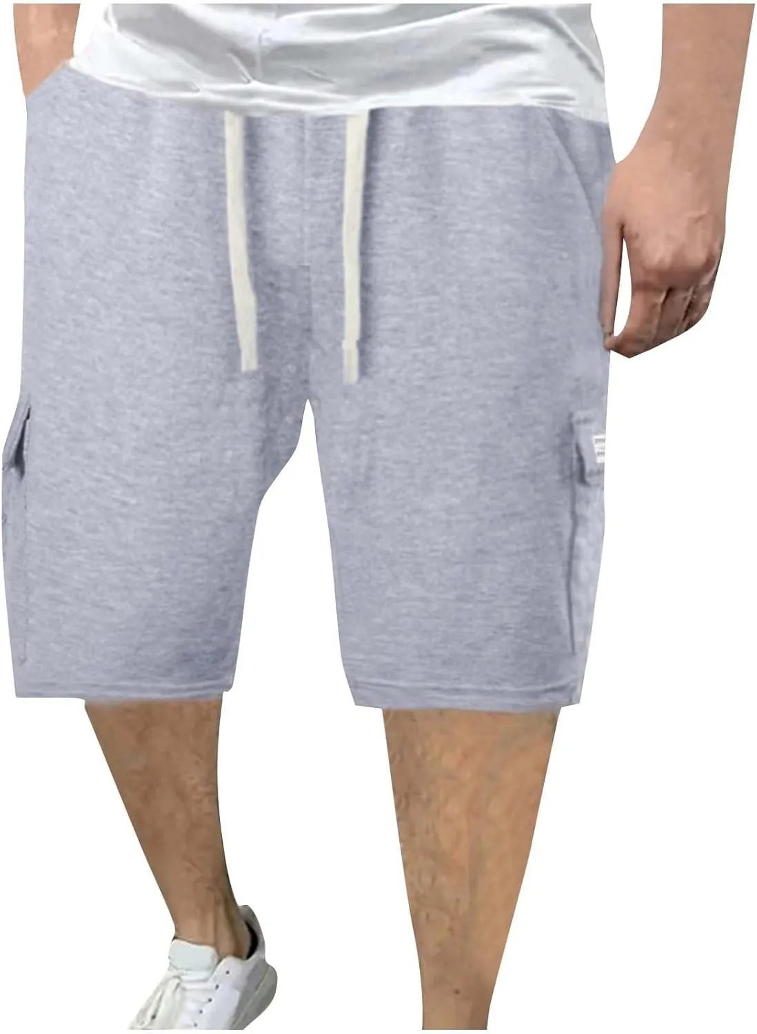 Men Elastic Waist Athletic Shorts with Drawstring Sports Gym Running Pants Quick Dry Workout Summer Activewear