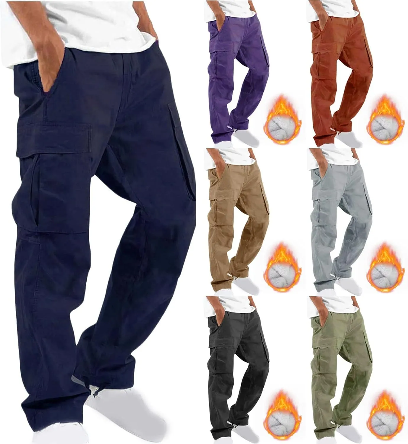 Men Outdoor Cargo Pant Lightweight Tactical Pant Hiking Jogger Multi Pockets Athletic Pants Running Workout Pants