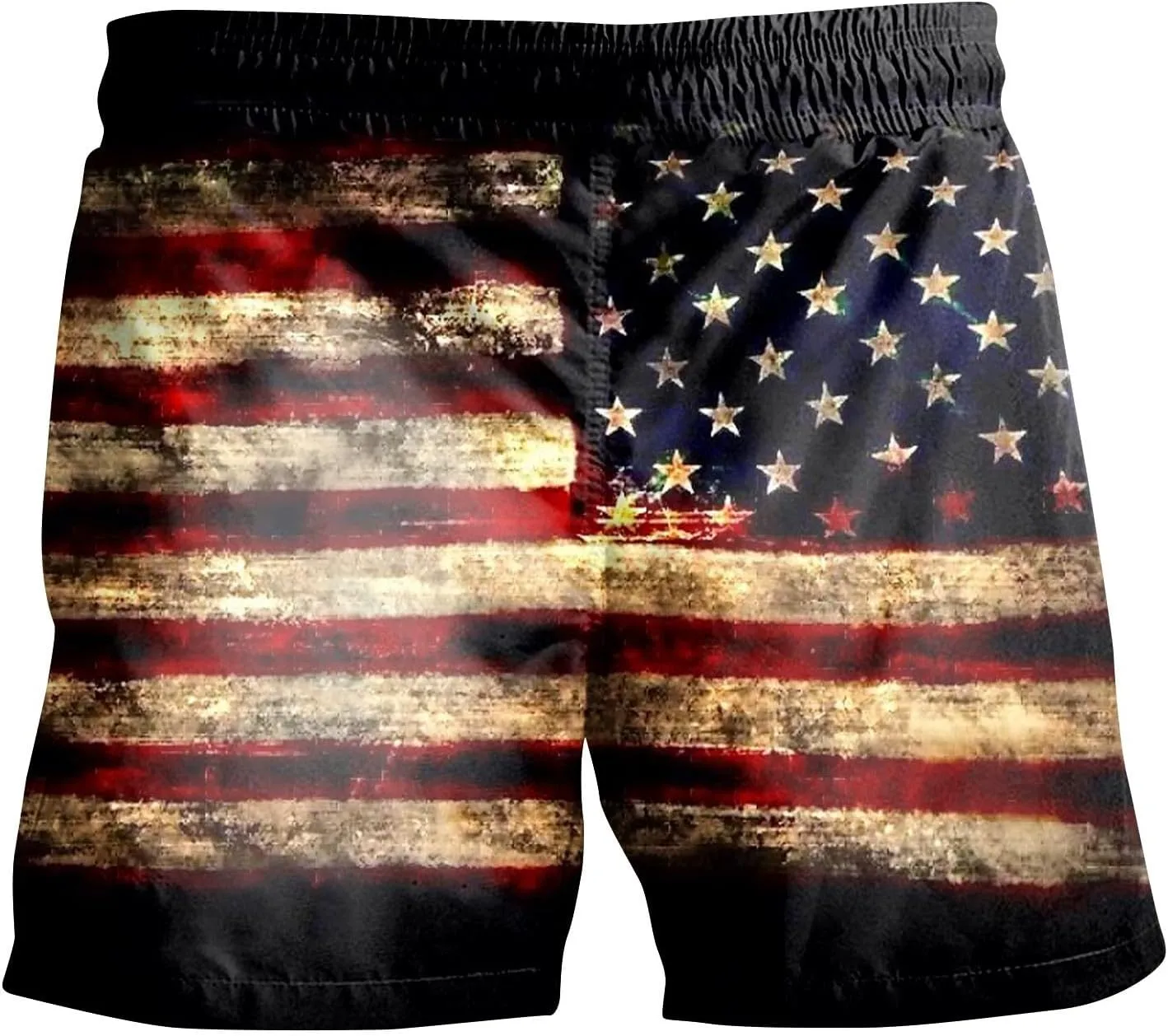 Mens American Flag Swim Trunks Quick Dry Lounge Breathable Swimsuit Dissolving Beach Red White Blue Swimwear