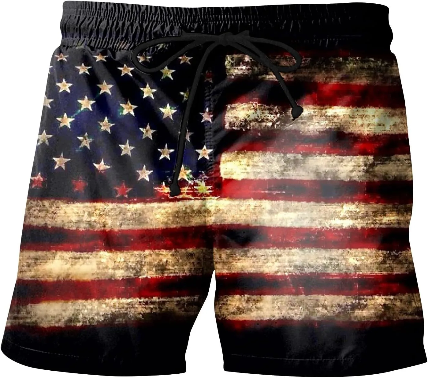 Mens American Flag Swim Trunks Quick Dry Lounge Breathable Swimsuit Dissolving Beach Red White Blue Swimwear