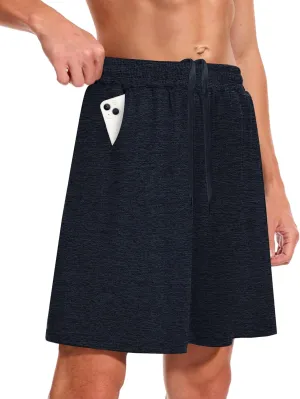 Men's Athletic Gym Shorts - Quick Dry Black Casual Basketball Shorts with Pockets for Running Workout Activewear